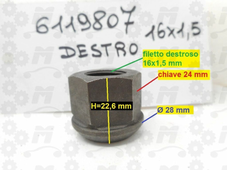 Гайка колесного диска TRANSIT T-15 1972-1991 RH